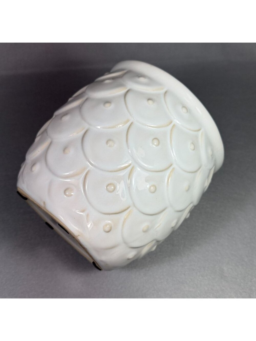 White Ceramic Owl Utensil Holder Crock Embossed Boho Farmhouse Kitchen Decor - Picture 13 of 16